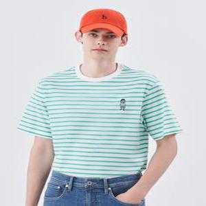 [24SS] HZTS4B754E2 HAZZYS HARRY 그린 스트라이프 크루넥 반팔 티셔츠