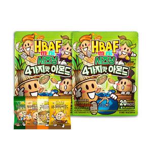 바프 HBAF 미니 시즈닝 4가지맛 아몬드(20g 20봉) 2봉 허니버터 군옥수수 카라멜 구운양파