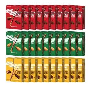 초코 빼빼로 46g x 10개+아몬드 빼빼로 32g x 10개+초코필드 빼빼로 45g x 10개
