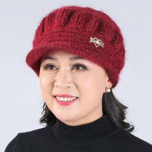 여자 중년 할머니 하트리본 기모 니트모자 겨울모자