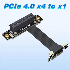 PCIe 4.0 x1 - x4 연장 케이블 M12SM 듀얼 90도 직각 16G/bps PCI Express 1x 4x 라이저 카드 리본 익스텐