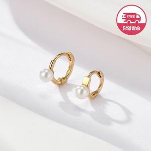 [비앤비골드] 당일발송 14K 클래식 진주 미니 원터치 링 피어싱 한쪽 JAE40832