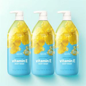 해피바스 약산성 비타민E 바디 워시 샴푸 유채꽃향 비타민E 750g 3개