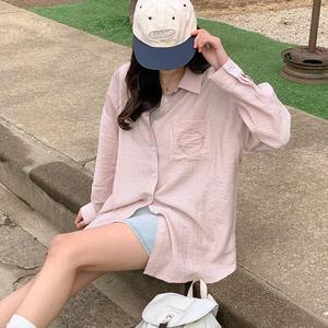 [공구우먼] [제작] 크럼블 스트라이프 루즈핏 롱 셔츠 80849 빅사이즈여성의류