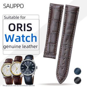 SAUPPO 시계 스트랩 20mm 21mm Oris Artix 남성용 접이식 버클 탑 가죽 레이어 시계 벨트 가죽 액세서리에