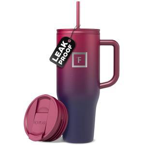 아이언 FLASK 공동 조종사 단열 머그컵(스트로우 & 플립 캡 뚜껑 포함) - 뜨겁고 차가운 음료용 컵 홀더 병 누수 방지 물, 커피 휴대용 여행용 머그컵 다크 레인보우, 40온스