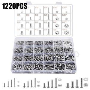 1220PCS 304 스텐 나사 세트 필립스 팬 헤드 볼트  팝너트 플랫 와셔 기계 구색 키트 M2/3/4/5