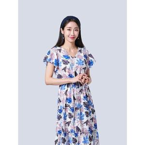 [하프클럽/올리비아하슬러]블루 트로피칼 프린팅 롱원피스 OHBMOP902
