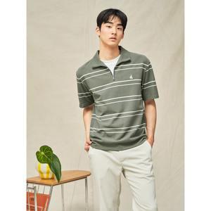 [빈폴] 레이어드 반집업 반소매 티셔츠 - 카키 (BC5342C15H)