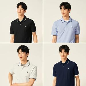 매장정품 빈폴 25SS[BC5442C18] 허니쿨 티핑 칼라넥 티셔츠 - 4Color블랙,라이트그레이,스카이블루,네이비