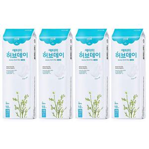 애터미 허브데이 생리대 대형 10개입 4팩 날개 대용량