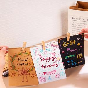 온보드 10x15cm 50 개/몫 화이트 블랙 브라운 빈 엽서 Cardstock Diy 손으로 그린 그리기 북마크 인사말