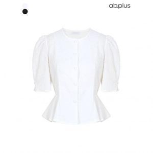 Ab플러스 [ab.plus/신상] 밑단 프릴 콩단추 엠보 반팔 블라우스 (LSZ2MB32A)724985