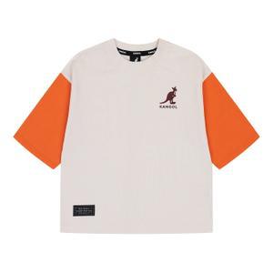 컬러블럭 오버핏 3/4 슬리브 티셔츠 RC 0208 아이보리