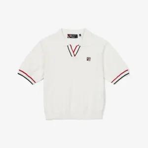 [휠라](신세계 사우스시티)[FILA] 테니스 라이프 티핑 크롭 니트 카라티셔츠 (FS2TSF2372F_OWH)
