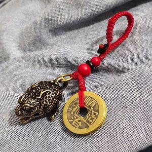 키링 핸드폰 금두꺼비 황금 줄빨간 라인석 피규어 순동삼족 펜던트 두꺼비 골드 컬러