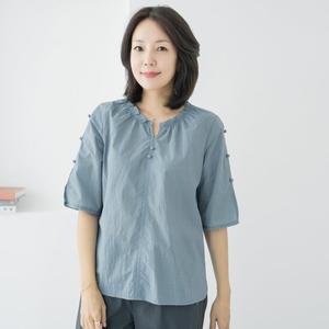 엄마옷 마담4060 내추럴룩 에스닉 브이넥셔링트임 오피스룩 블라우스-ZBL2506057-