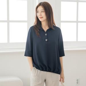 엄마옷 마담4060 브이넥 카라 데일리룩 베이린언발블라우스-ZBL2506050-