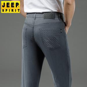 JEEP SPIRIT 여름 고급 엠보싱 캐주얼 팬츠 남성 루즈 스트레이트 팬츠