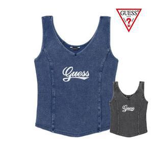갤러리아 GUESS S/S [NMIXX] V넥 빈티지로고 워싱 나시