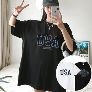 USA 미국 박스 여성 오버핏 반팔 티셔츠 (2컬러) 박스티 빅사이즈