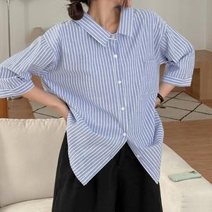 [공구우먼] 켄피 백리본 스트라이프 7부 블라우스 82446 빅사이즈 여성의류