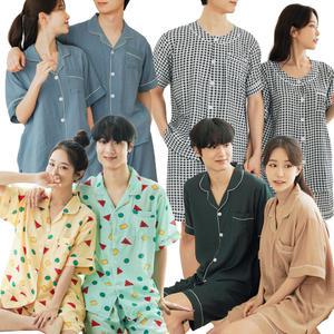 여름 신상 커플 잠옷 파자마 홈웨어 / 인견 냉감 카카오프렌즈 세트 / 5부 반팔 바지 긴팔 원피스 시원한