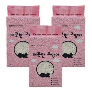 깨끗한고양이 두부모래 가는입자 7L 3개 국내산 미요