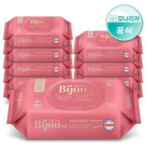 [모나리자]아쿠아코랄 베이비 물티슈 (캡형) 70매10팩 / 고평량 도톰한 엠보싱 아기물티슈