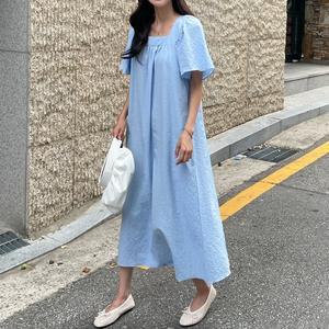 [피핀샵]스퀘어넥 퍼프소매 롱 원피스 38560