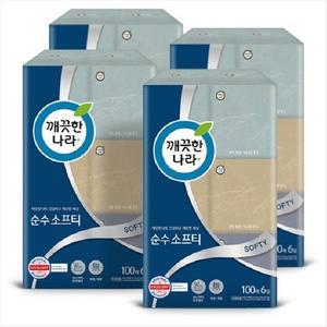 깨끗한나라 순수소프티 정사각티슈 100매 6입 x 4팩