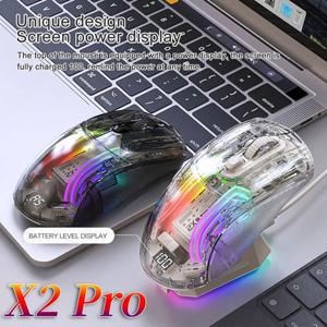 어택 샤크 X2 프로 무선 블루투스 마우스, 2.4G C 타입 데스크탑 쿨 투명 RGB 마우스, PC용 마그네틱 충전