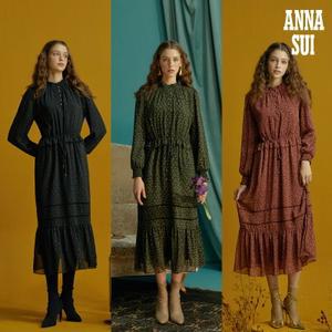 ANNA SUI 메탈릭 쉬폰 아르누보 원피스
