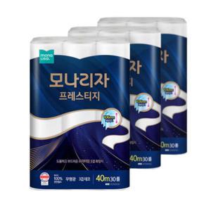 모나리자 무형광 프레스티지 화장지 40m 30롤 3팩
