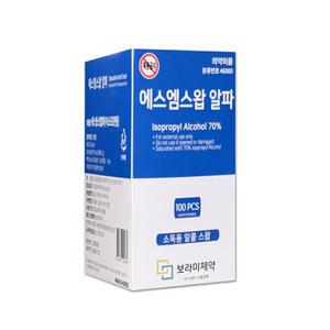 에스엠 스왑 알파 1매포장 1통 (100매) 일회용 알콜솜 상처 피부 소독 여드름