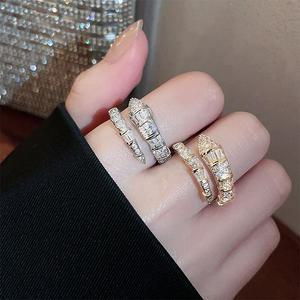 특이한 뱀 스네이트 큐빅 오픈 반지 레이어드 뱅글링 힙한 써지컬 스틸 재물 행운 우정 링 포인트 악세사리