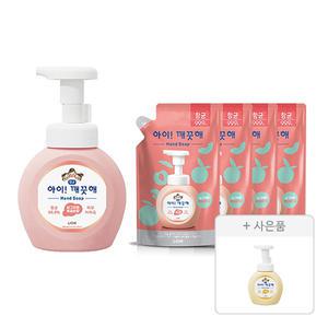 아이깨끗해 핸드워시 용기 복숭아 250ml, 1개+리필 200ml, 4개 + 증정( 공용기 250mL, 1개)