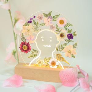 행복한 아이 명화 그리기 압화꽃 드라이플라워 아크릴 무드등 만들기 DIY 키트 (도안 제공)