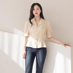 ( XXL까지) 다이너 카라 퍼프소매 페플럼 블라우스 봄 가을 오피스 하객룩 데이트 모임 미시 빅사이즈
