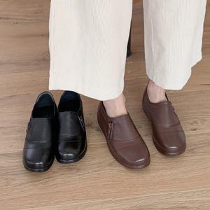 [슈리오]소가죽 클래식핏 통굽 단화 4cm