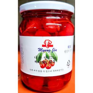 절임체리 375g 절인 꼭지 레드 홍 청 유리병 칵테일