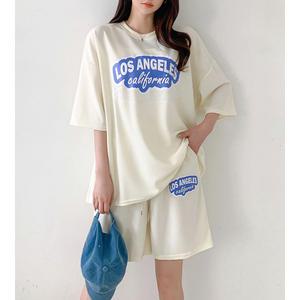 로스엔젤레스세트 3color / 루즈핏 티셔츠+팬츠 셋업 여름 트레이닝