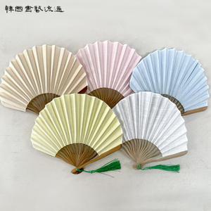 한국서예유통 전통부채 모시접선(베이지) 휴대용 접이식 천부채