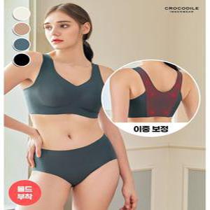 [크로커다일 이너웨어]감탄소프트 자세 보정브라+팬티 4종세트 택1