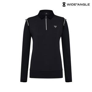 [와이드앵글](하남점)[가격인하] 블랙 여성 TO W.ICE 소매 포인트 소매냉감 티셔츠 WWM25237Z1