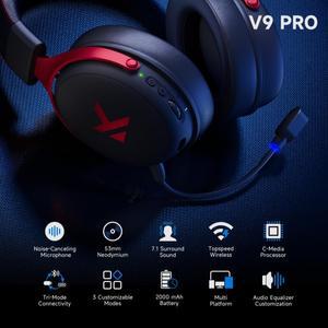 MCHOSE V9 Pro 무선 게이밍 헤드셋 소음 제거 마이크 트라이 모드 블루투스 EQ 음악 PC PS5 Switch