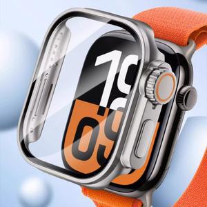 Apple Watch 케이스 용 화면 보호기 46mm 42mm 45mm 40mm 44mm 41mm PC 커버 유리 필름 울트라 시리즈로 변경 10 9 8 7 6 5 4 SE