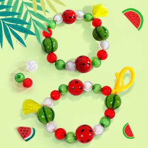 만들기 DIY 여름 수박 비즈 팔찌 키링 (5인용)만들기 공작재료 DIY세트 그림그리기 유치원미술교구 그리기