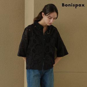 보니스팍스 레이스 카라 플라워 펀칭 반팔 코튼 셔츠 (XP2BA025L0) 195833