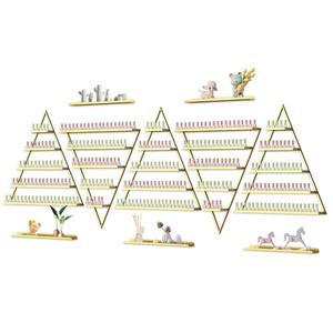 EBANKU 10PCS 네일 폴리쉬 랙 5단 선반 벽 삼각 디스플레이 진열장 케이스 립스틱 향수 홈 스파 샵 오일 정리함 골드